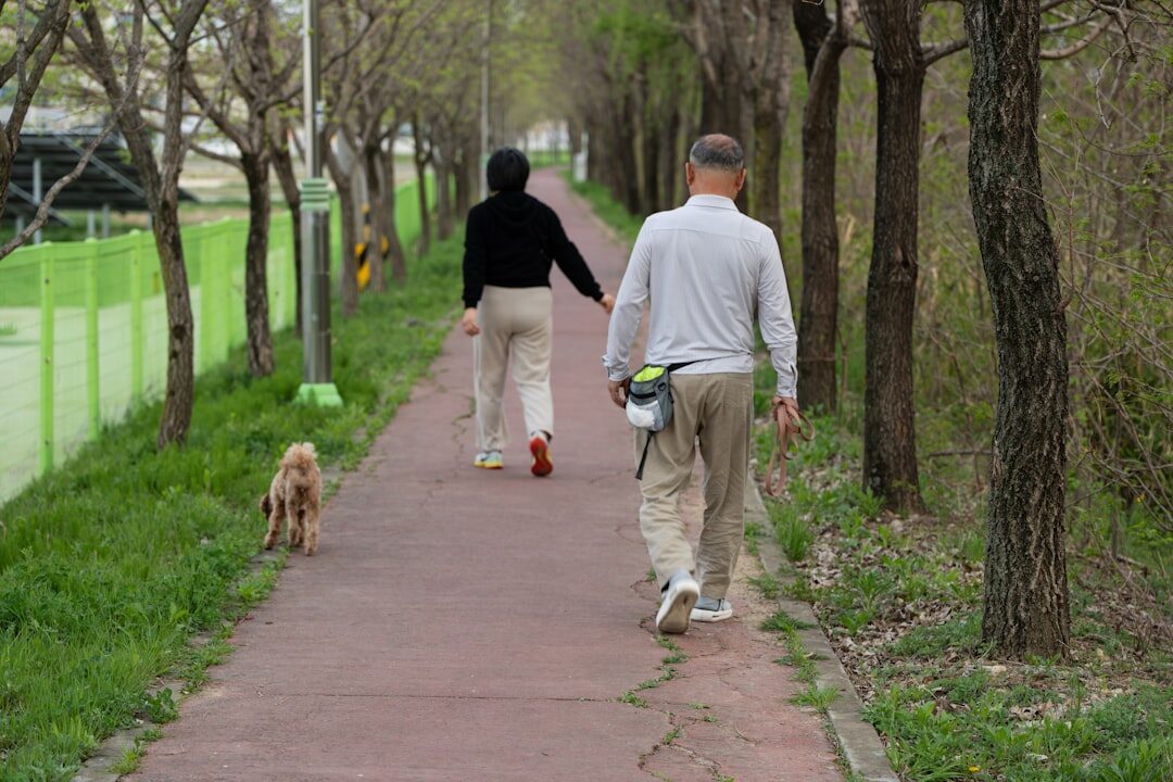 seniors walking in park