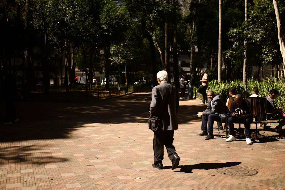 seniors walking in park