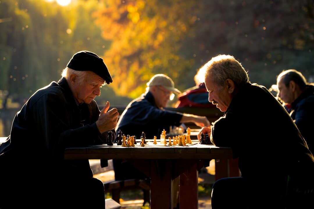 seniors playing board games