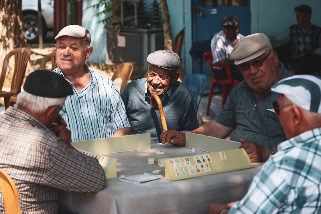 seniors playing board games