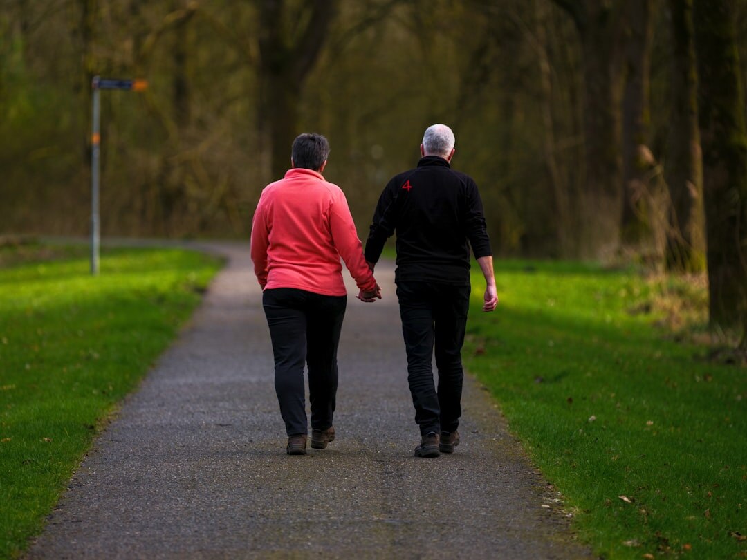 seniors walking in park